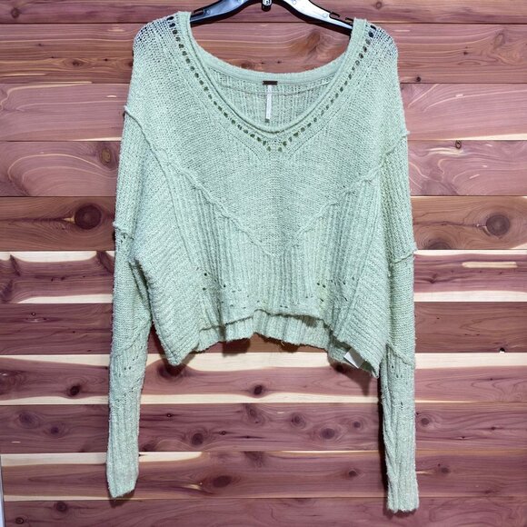 Free People Seashell‎ Openwork Crop Sweater, SIZE XS - Picture 3 of 7